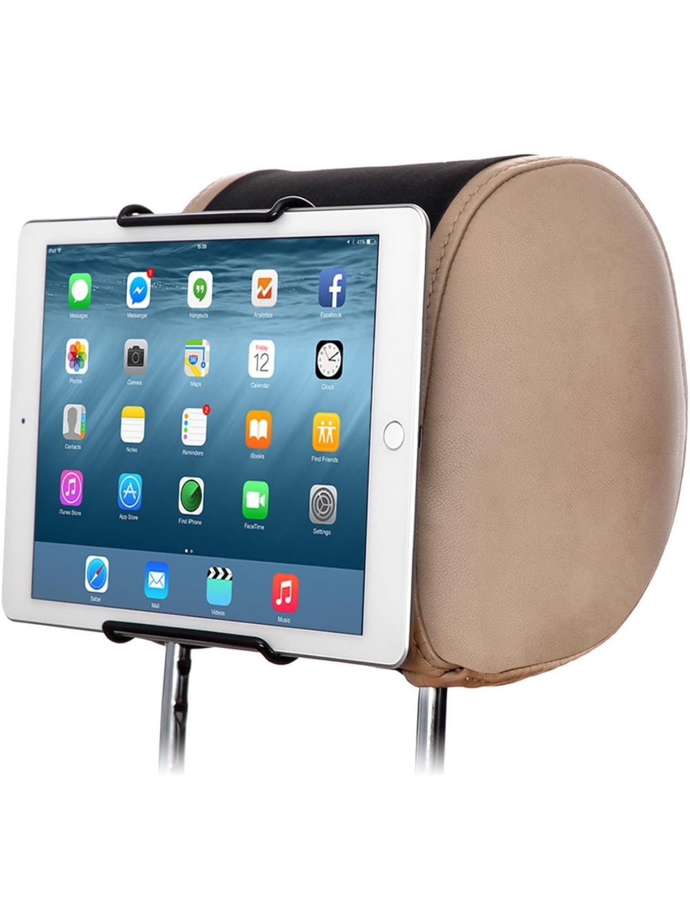 Universal Car Headrest Tablet Mount Holder - Beige/Black
